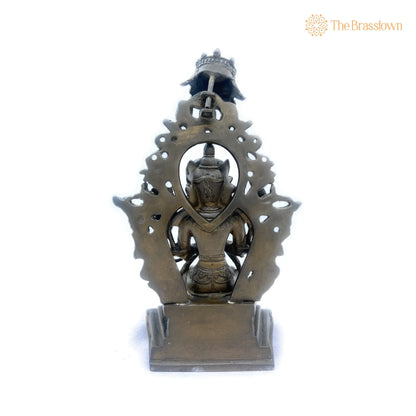 Handcrafted Brass Tibetan Manjushri Idol – Buddha Manjushri Murti, Wisdom Bodhisattva Statue for Home, Temple, Meditation 10 Inch 4
