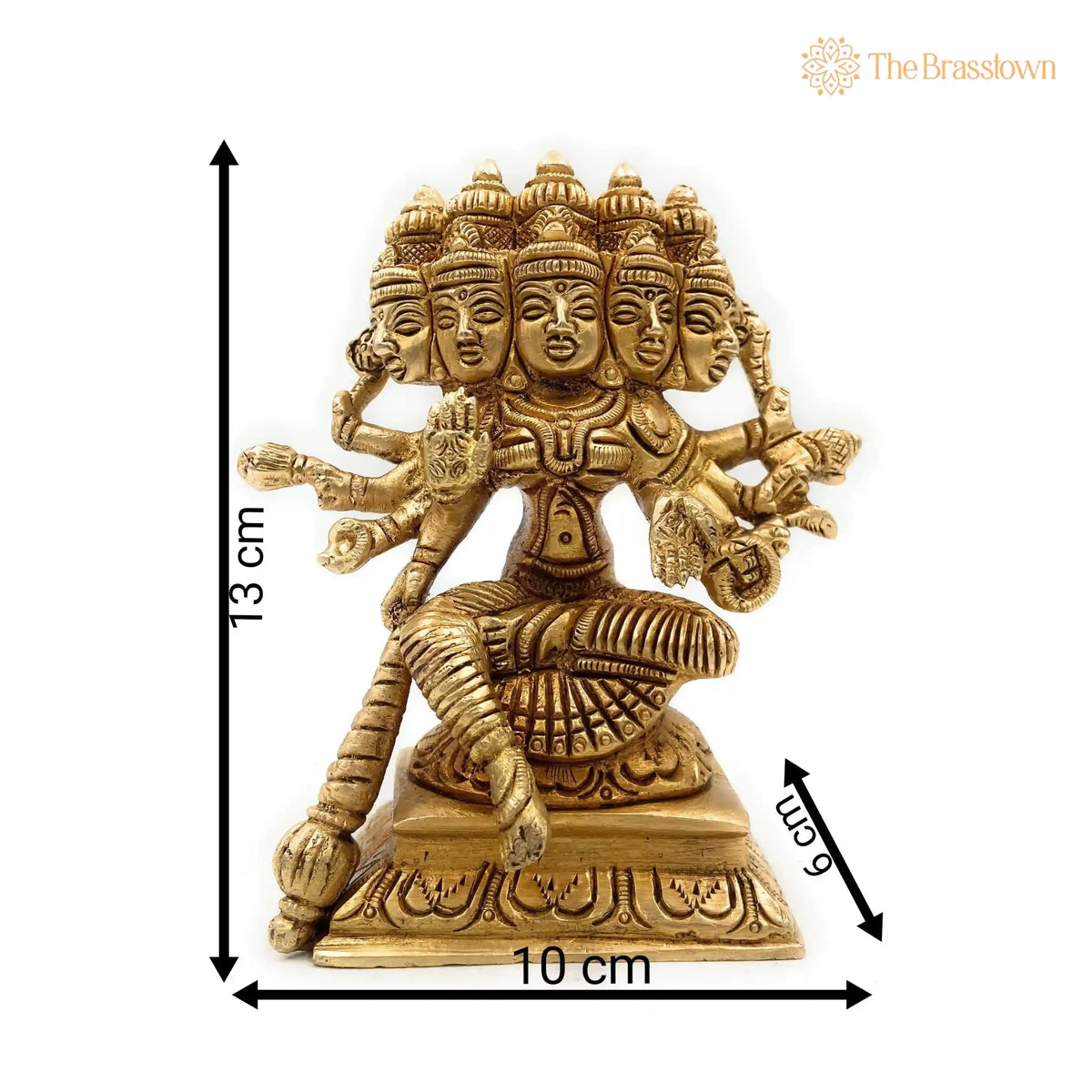 Brass Gayatri Devi Idol – Handcrafted Vedamata Gayathri Murti, Panchamukhi Savitri Mata Statue for Puja &amp; Home Temple 5 Inch 5