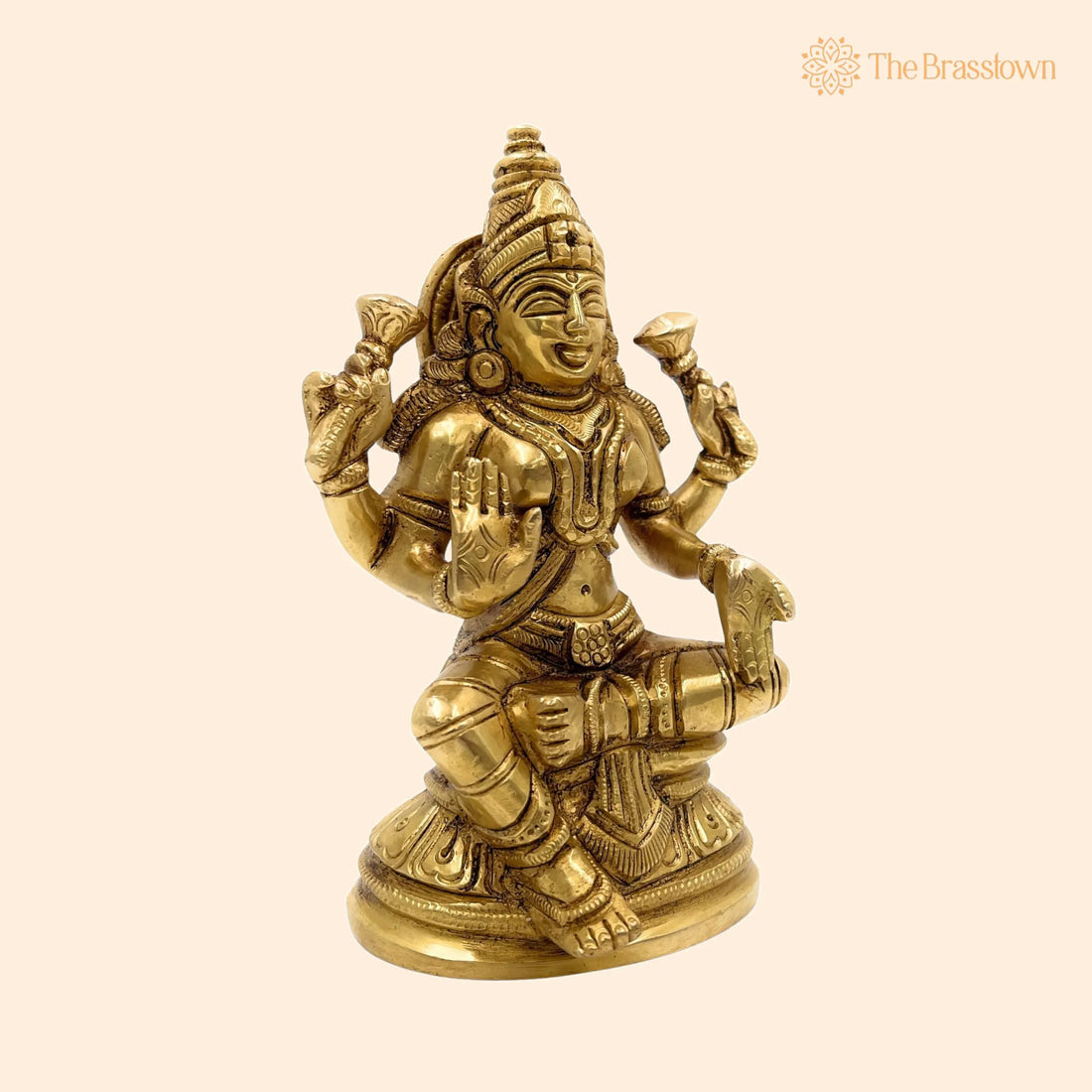 Handcrafted Brass Mahalakshmi Idol – Shri Lakshmi, Laxmi, Padmavati, Kamala Devi Murti for Pooja Room, Temple &amp; Home Décor 5 Inch 1