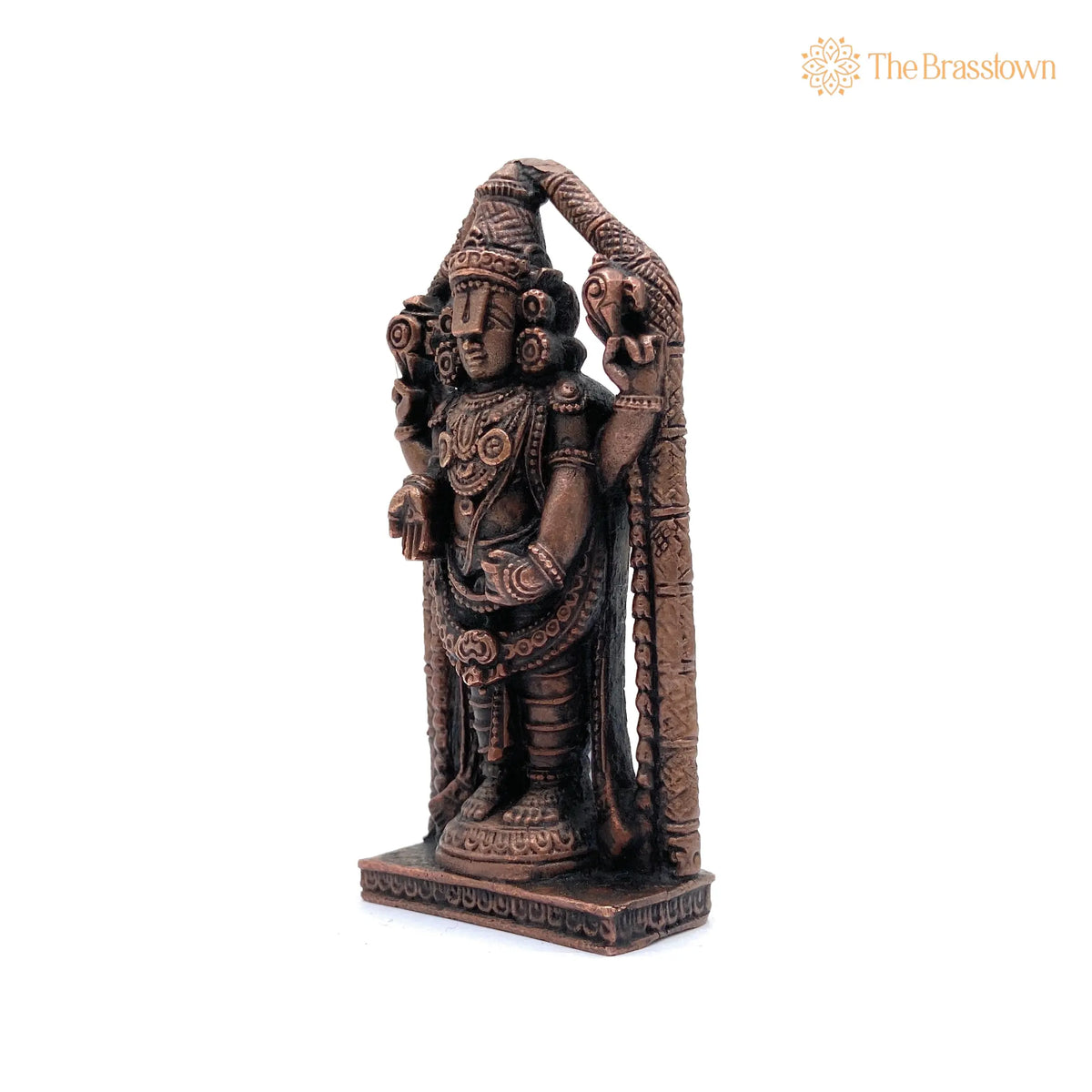 Copper Tirupati Balaji Idol – Handcrafted Lord Venkateswara Murti, Balaji Maharaj Pooja Moort 4 Inch 4