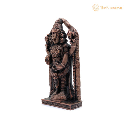 Copper Tirupati Balaji Idol – Handcrafted Lord Venkateswara Murti, Balaji Maharaj Pooja Moort 4 Inch 4