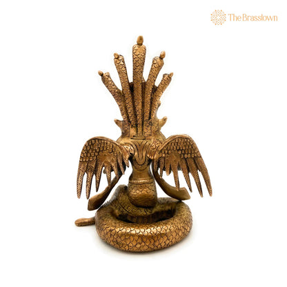 Brass Nagkanya Idol – Handcrafted Peetal Naga Kanya Nagini Manasa Devi Murti, Antique Nag Devi Sarpa Kanya Statue for Pooja 9 Inch 4