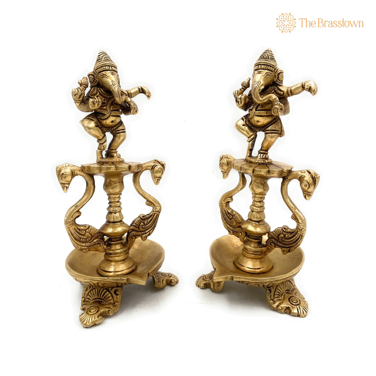 Handcrafted Brass Ganesh Diya Set – Vinayaka Deepam, Ganapati Oil Lamp, Pillaiyar Vilakku, Ganesha Idol for Pooja 6.5 Inch 4