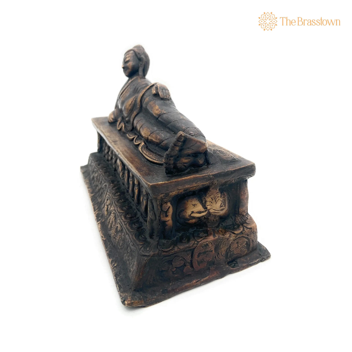 Brass Sleeping Buddha Idol – Handcrafted Reclining Buddha Statue Murti Sculpture for Home Décor, Pooja, Meditation &amp; Gifts 7 Inch 2