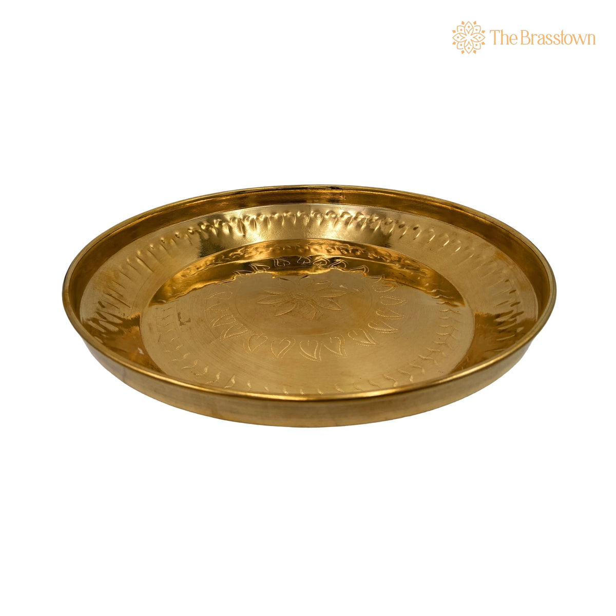 Handcrafted Brass Pooja Thali – Peetal Aarti Plate Pittal Puja Thambalam Traditional Pital Worship Thali 11.02 Inch 3