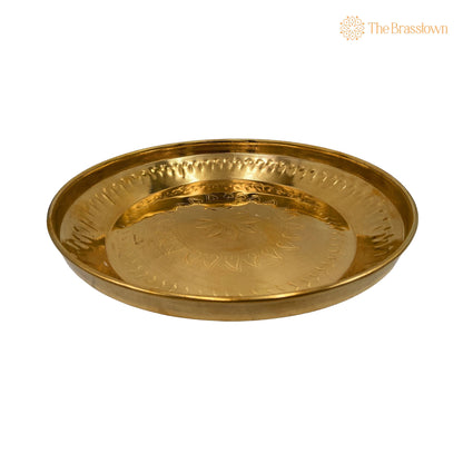 Handcrafted Brass Pooja Thali – Peetal Aarti Plate Pittal Puja Thambalam Traditional Pital Worship Thali 11.02 Inch 3