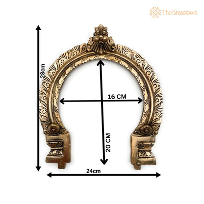 Brass Traditional Prabhavali Arch Frame – Handcrafted Wall Hanging Prabhawali for Deity, Mandir &amp; Home Temple Décor 11 Inch 5
