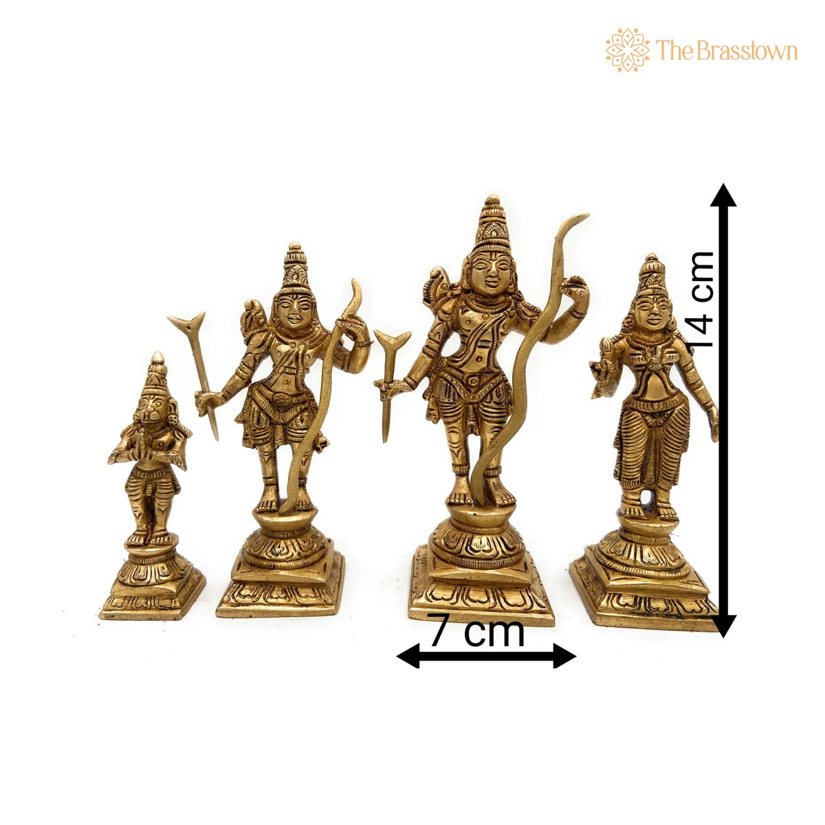 Brass Ram Darbar Idol – Handcrafted Peetal Shri Ram Parivar Murti with Sita Lakshman Hanuman, Pital Ram Sita Hanuman Statue 5.5 Inch 3