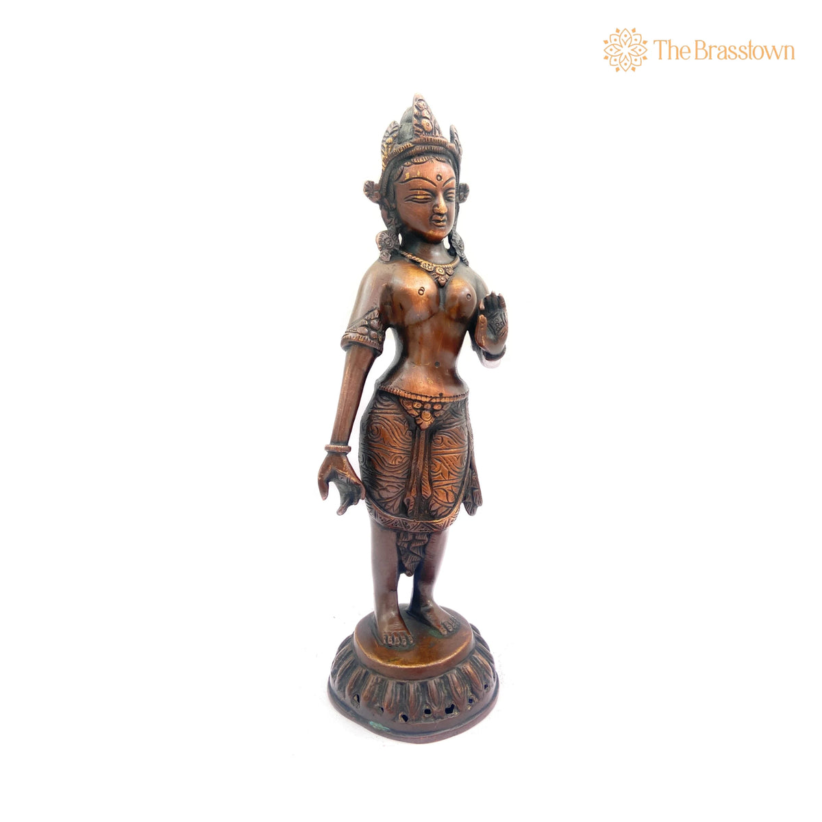 Brass Tibetan Tara Maa Idol – Handcrafted Green Tara, White Tara, Arya Tara, Tibetan Goddess Tara Murti for Pooja, Meditation 8 Inch 5