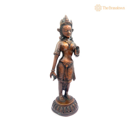 Brass Tibetan Tara Maa Idol – Handcrafted Green Tara, White Tara, Arya Tara, Tibetan Goddess Tara Murti for Pooja, Meditation 8 Inch 5