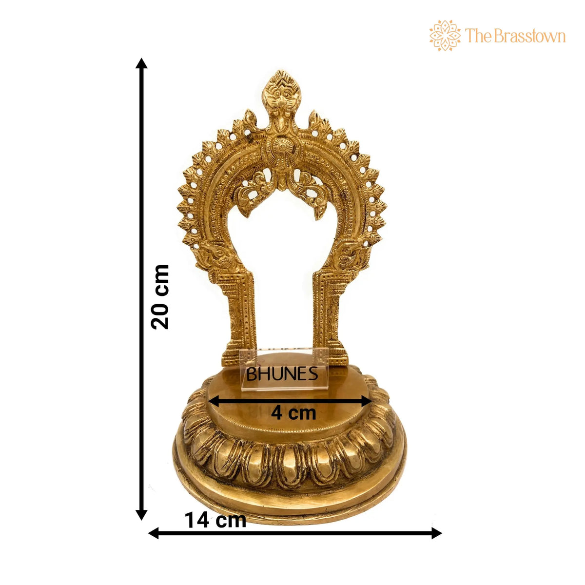 Brass Peeta With Prabhavali Idol – Pital Prabhai Peetha, Hindu Temple Murti Base, Handmade Peetal Prabhavali Chowki 8 Inch 3