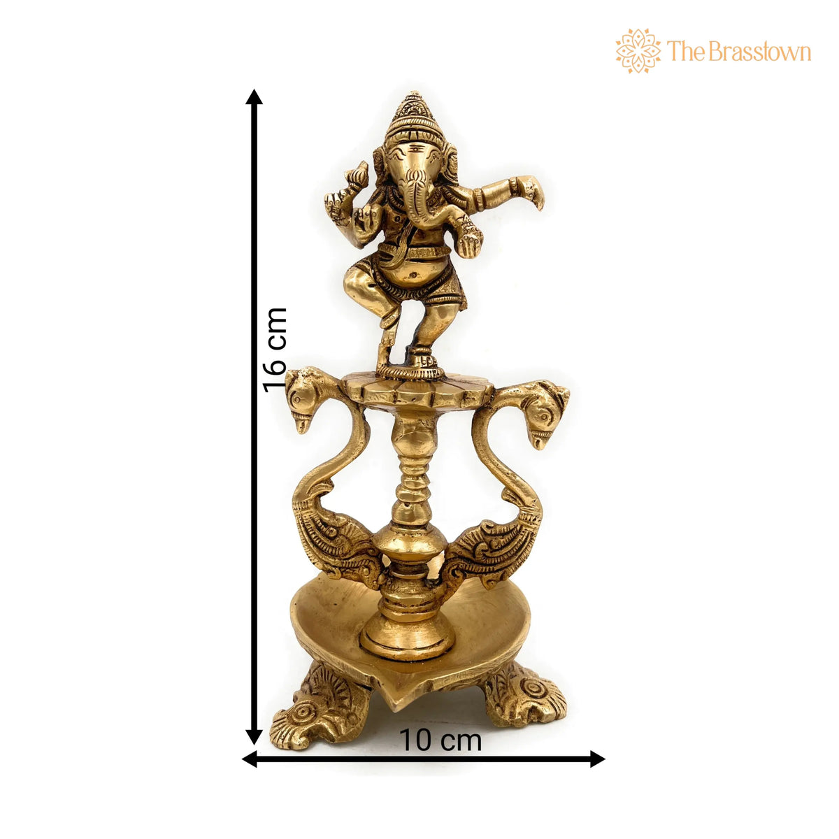 Brass Ganesh Lakshmi Diya – Handcrafted Pooja Ganesha Laxmi Lamp, Deep, Deepam, Lamps For Home Temple Décor Set Of 2 6.5 Inch 2