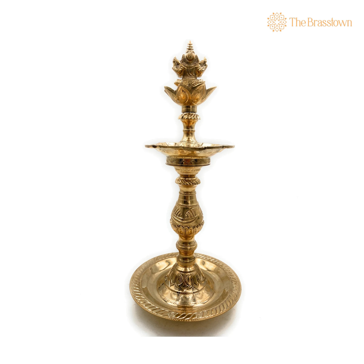 Brass Ganesh Oil Lamp Vinayaka Deepam – Handcrafted Ganesha Diya, Pillayar Vilakku, Ganapati Deepak, Peetal Vigneshwara Vilakku 14.5 Inch 5