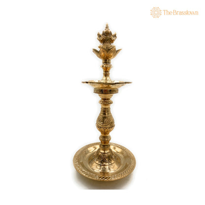 Brass Ganesh Oil Lamp Vinayaka Deepam – Handcrafted Ganesha Diya, Pillayar Vilakku, Ganapati Deepak, Peetal Vigneshwara Vilakku 14.5 Inch 5