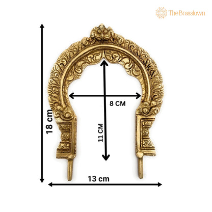 Brass Prabhavali Arch Frame – Handcrafted Small Wall Hanging Prabhawali for Deity, Traditional Pooja Backdrop for Home Temple Décor 7 Inch 5