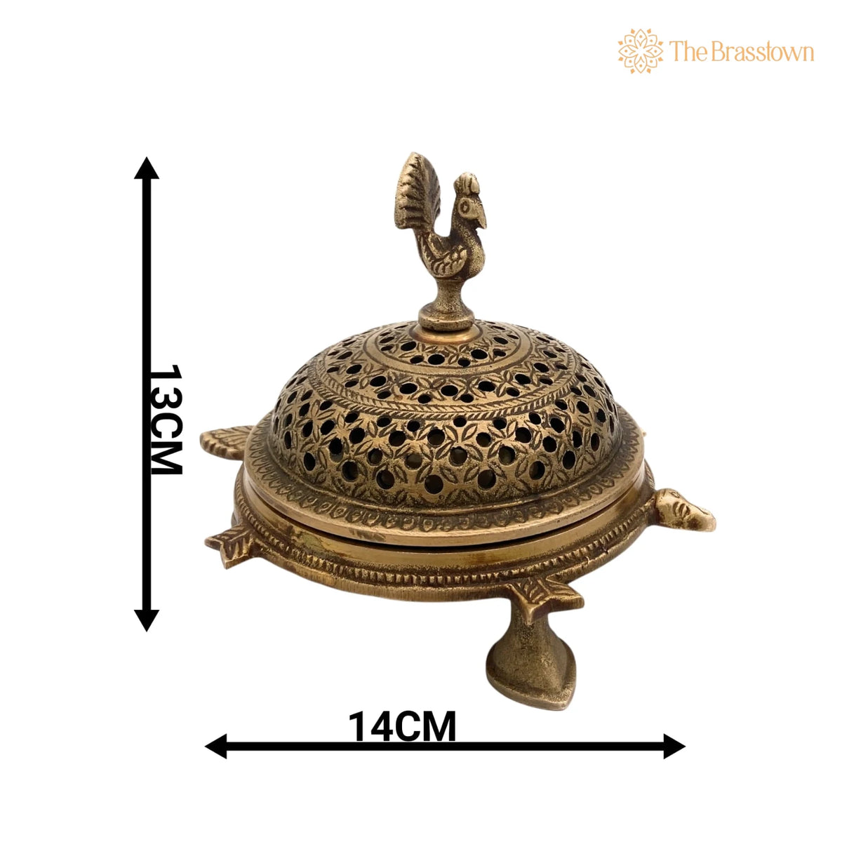 Brass Dhoop Dani – Handcrafted Peetal Sambrani Burner, Pital Agarbatti Stand for Pooja, Loban Dani, Bakhoor Holder 5 Inch 5