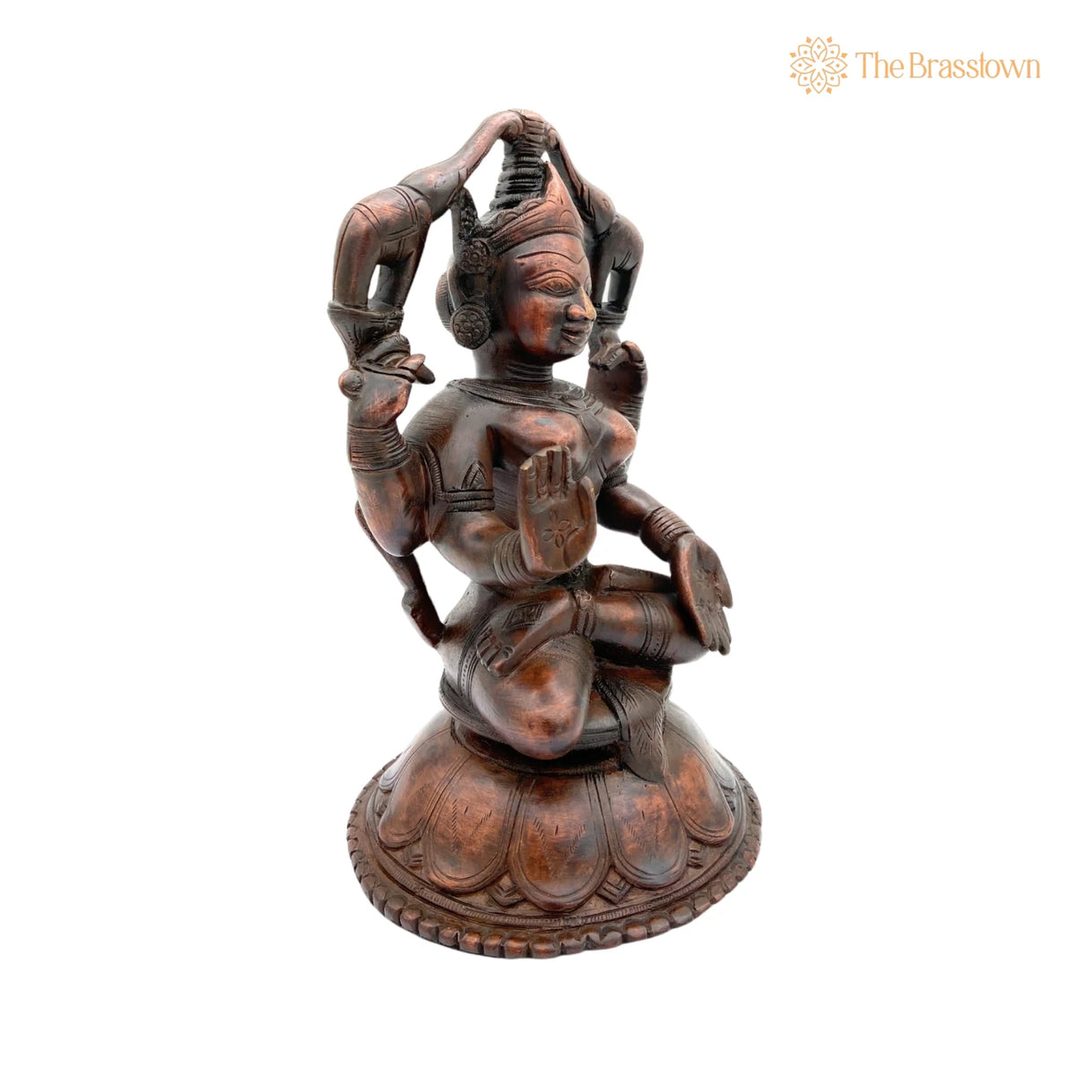Handcrafted Brass Gaja Lakshmi Idol – Gajalakshmi, Kamala, Padma, Home Temple &amp; Prosperity Décor 9 Inch 4