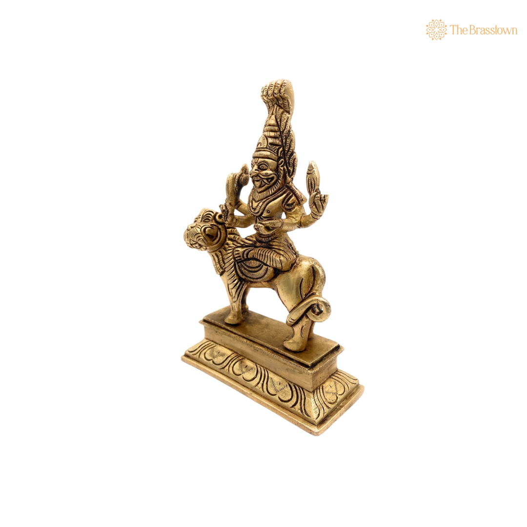 Brass Lord Narasimha Statue 6.5 Inch