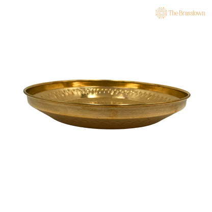 Handcrafted Brass Pooja Thali – Peetal Aarti Plate Pittal Puja Thambalam Traditional Pital Worship Thali 11.02 Inch 4