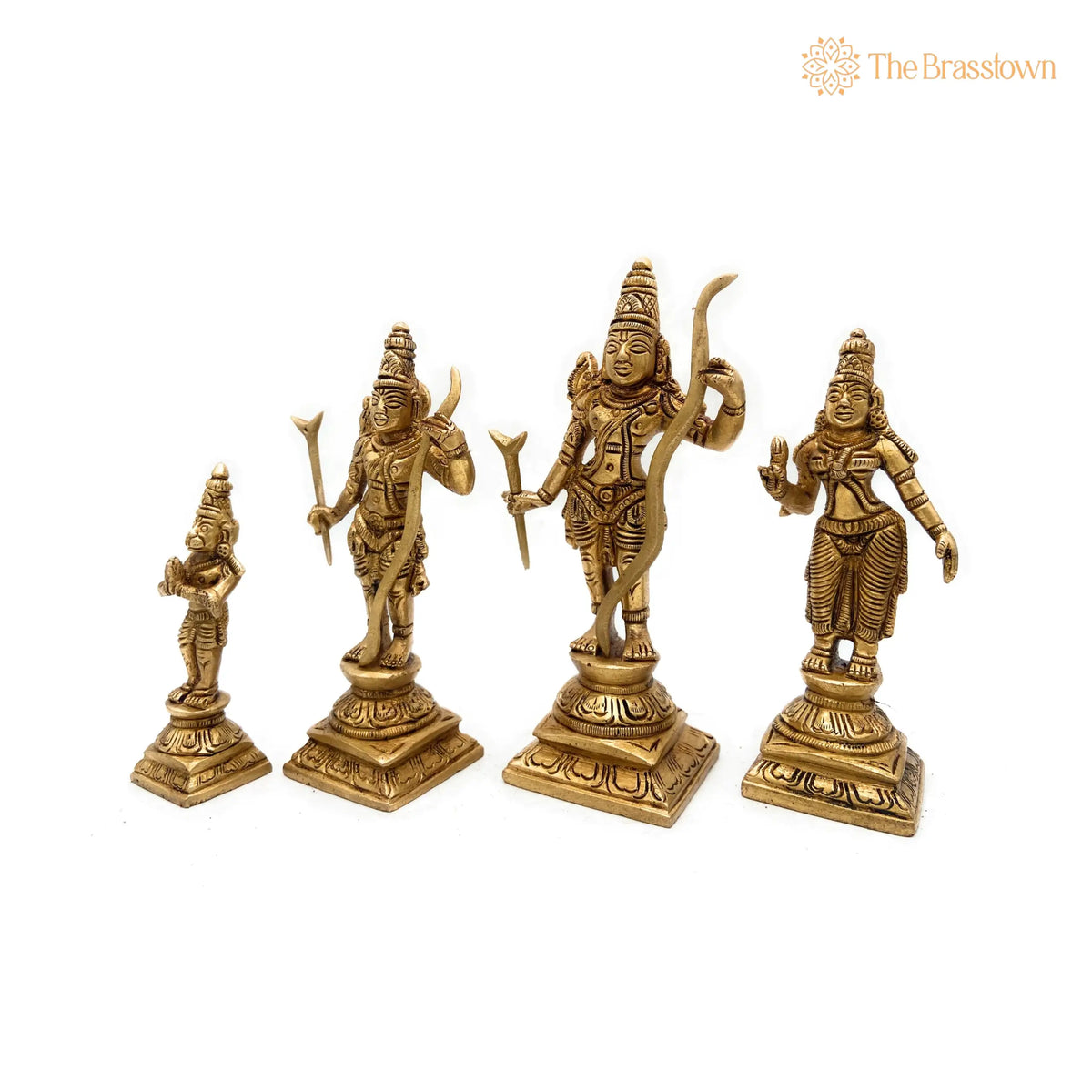 Brass Ram Darbar Idol – Handcrafted Peetal Shri Ram Parivar Murti with Sita Lakshman Hanuman, Pital Ram Sita Hanuman Statue 5.5 Inch 4