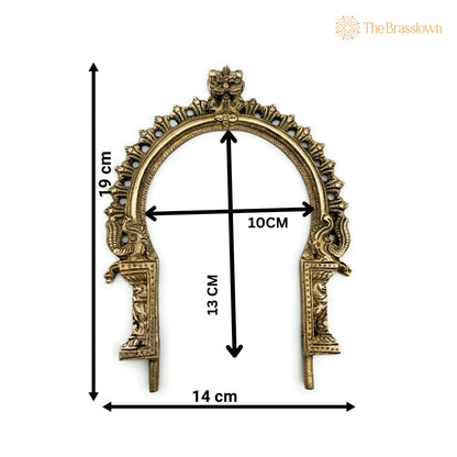 Brass Small Prabhavali Frame Arch – Handcrafted Wall Hanging Prabhawal for Mandir, Prabhawali Backplate for Deity Idol 7.5 Inch 5