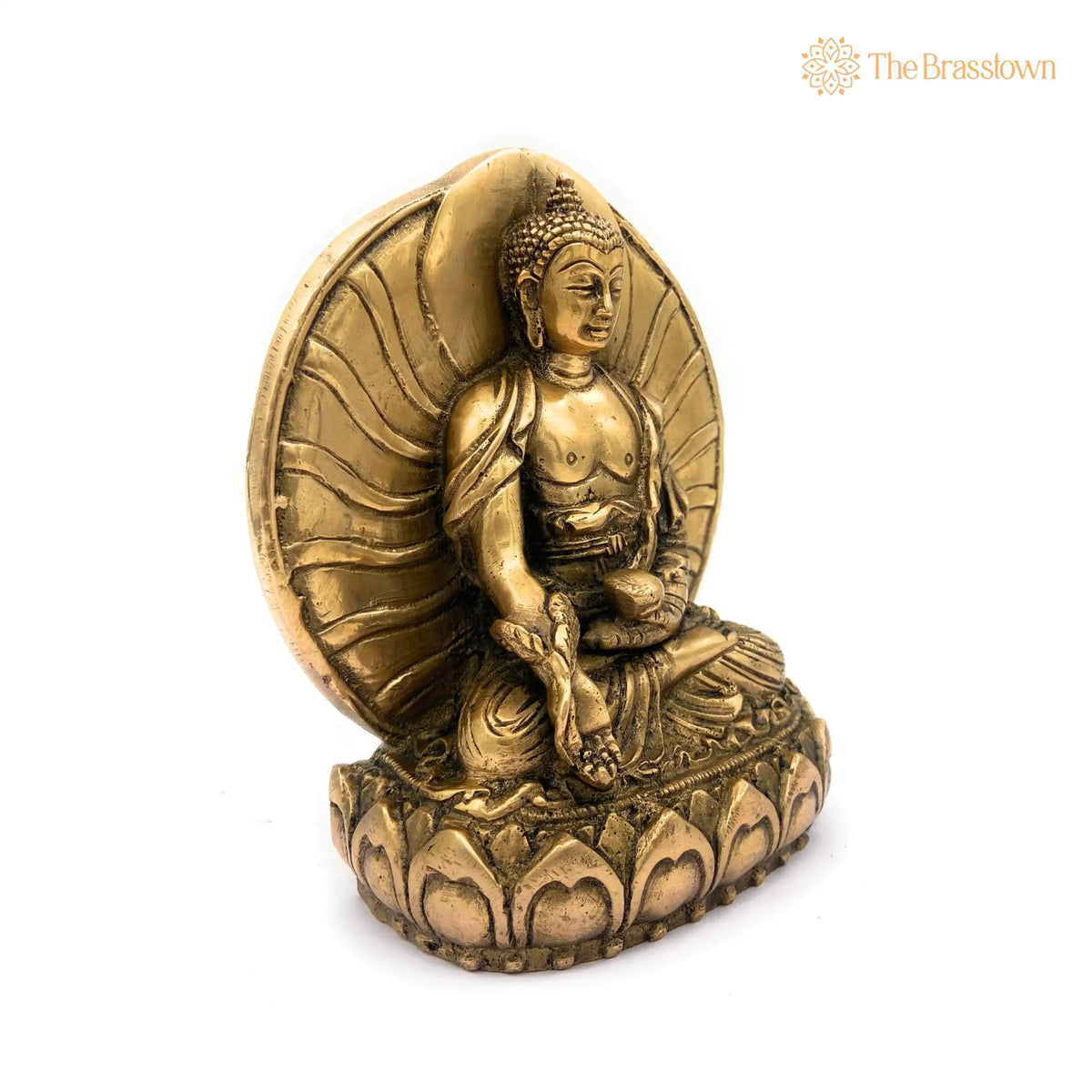 Premium Brass Buddha Idol – Handcrafted Lord Buddha Statue, Meditating Buddha Murti, Gautama Buddha Figurine, Spiritual Home Décor Showpiece 6.5 Inch 5