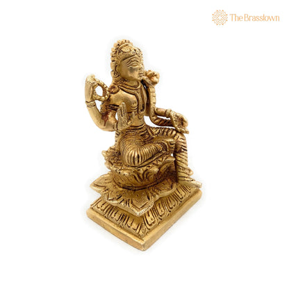 Brass Balambika Idol – Handcrafted Bala Tripurasundari Murti, Pital Bala Devi Statue, Bala Parameswari Vigraham 5 Inch 5