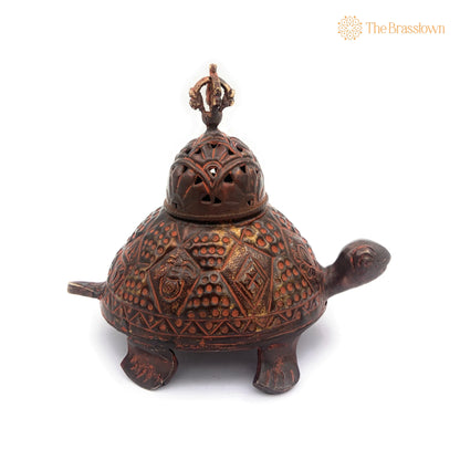 Brass Dhoop Dani Idol – Handcrafted Peetal Sambrani Burner, Pital Agarbatti Stand for Pooja, Traditional Pittal Dhoop Holder Murti 6 Inch 5