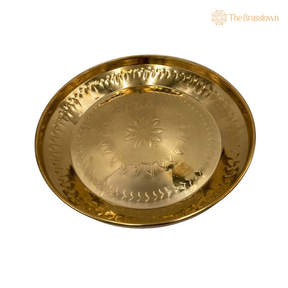 Handcrafted Brass Pooja Thali – Peetal Aarti Plate Pittal Puja Thambalam Traditional Pital Worship Thali 11.02 Inch 5