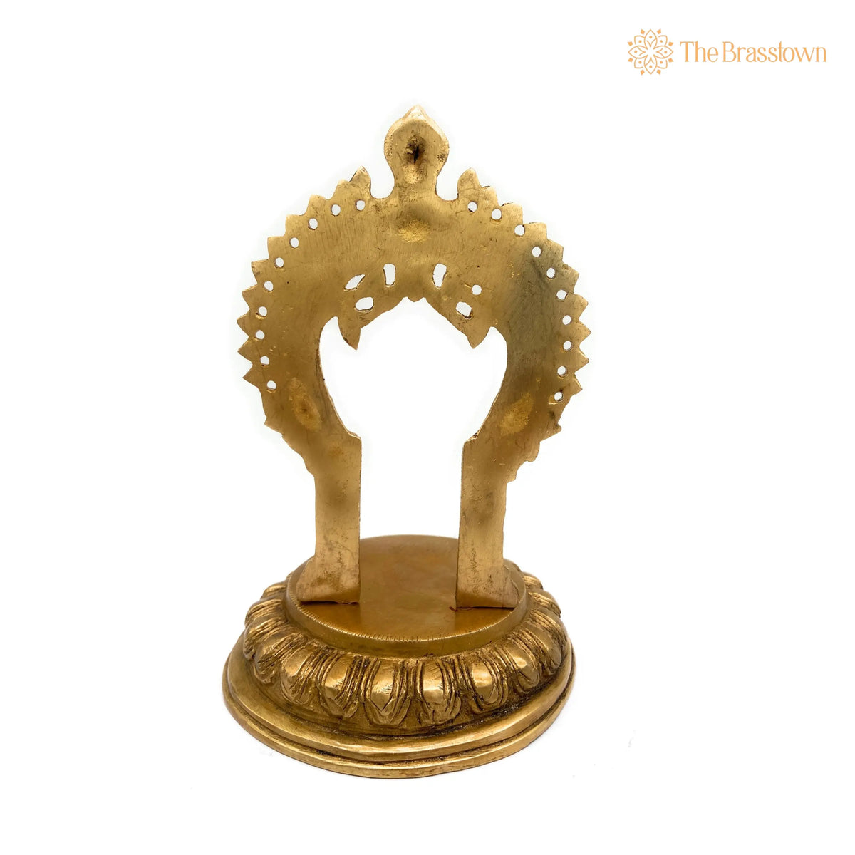 Brass Peeta With Prabhavali Idol – Pital Prabhai Peetha, Hindu Temple Murti Base, Handmade Peetal Prabhavali Chowki 8 Inch 4