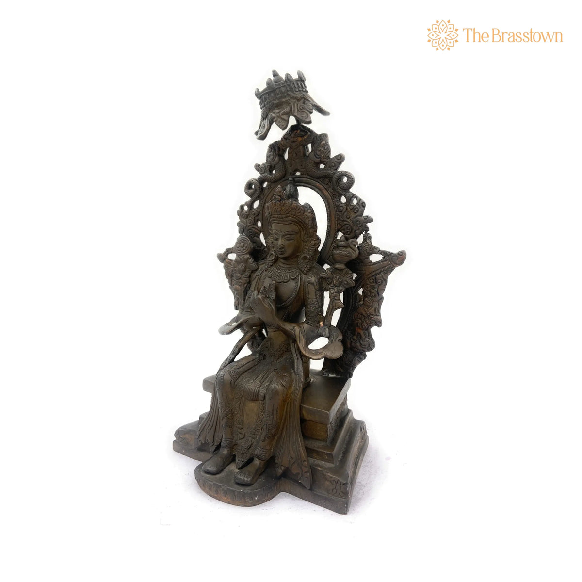 Handcrafted Brass Tibetan Manjushri Idol – Buddha Manjushri Murti, Wisdom Bodhisattva Statue for Home, Temple, Meditation 10 Inch 5