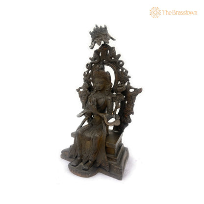 Handcrafted Brass Tibetan Manjushri Idol – Buddha Manjushri Murti, Wisdom Bodhisattva Statue for Home, Temple, Meditation 10 Inch 5