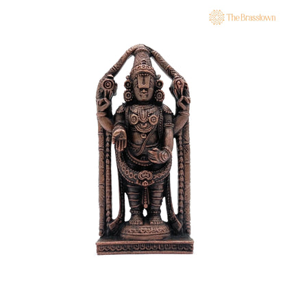 Copper Tirupati Balaji Idol – Handcrafted Lord Venkateswara Murti, Balaji Maharaj Pooja Moort 4 Inch 5