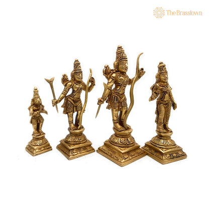Brass Ram Darbar Idol – Handcrafted Peetal Shri Ram Parivar Murti with Sita Lakshman Hanuman, Pital Ram Sita Hanuman Statue 5.5 Inch 5